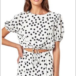 Charlie Holiday Polka-Dot Crop Top